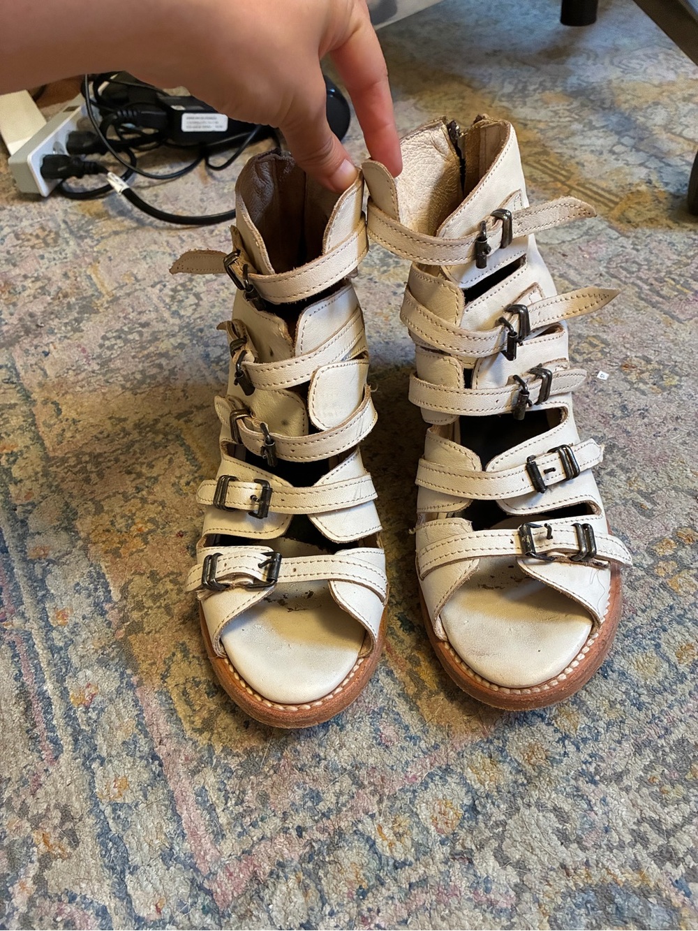 Freebird by Steven Cream Strappy Buckle Sandal Booties